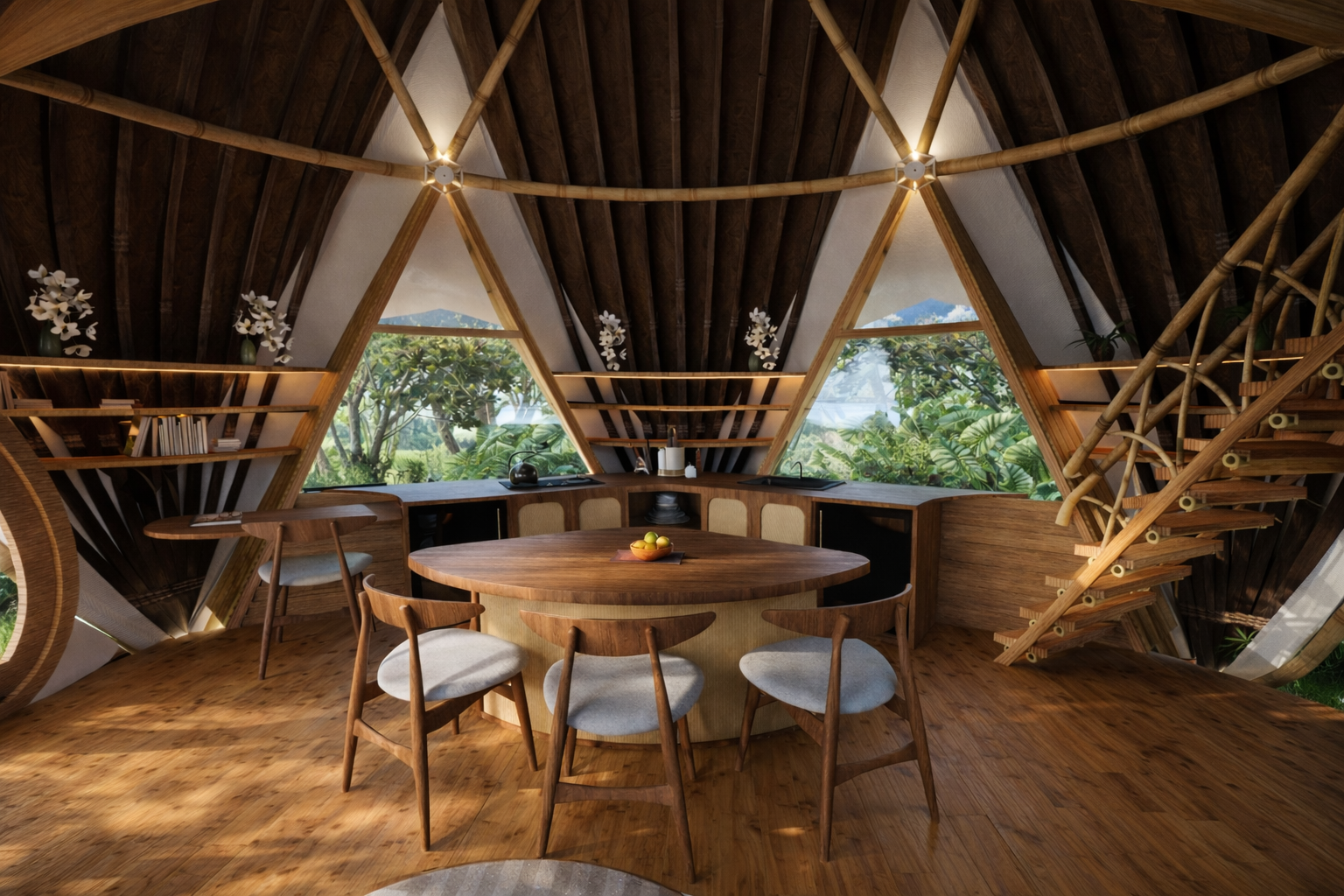 Trishula Dome bamboo detail